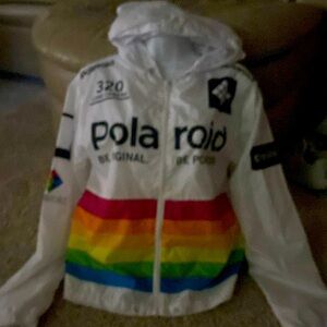 Vintage Y2K POLAROID LIGHT WINDBREAKER JACKET SIZE SMALL HOOD HOODIE